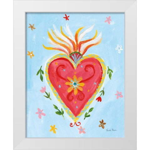 Fridas Heart I White Modern Wood Framed Art Print by Zaman, Farida