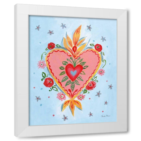 Fridas Heart III White Modern Wood Framed Art Print by Zaman, Farida