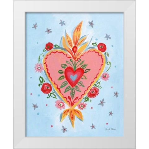 Fridas Heart III White Modern Wood Framed Art Print by Zaman, Farida
