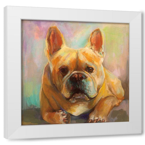 Frenchie White Modern Wood Framed Art Print by Vertentes, Jeanette