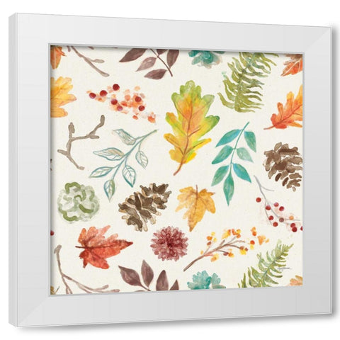 Autumn Friends Pattern IIA White Modern Wood Framed Art Print by Urban, Mary