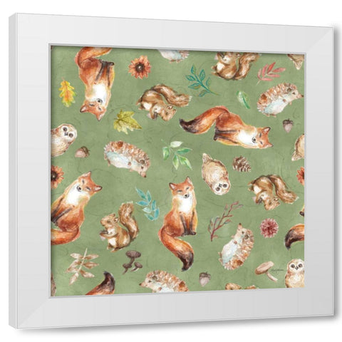 Autumn Friends Pattern IVF White Modern Wood Framed Art Print by Urban, Mary