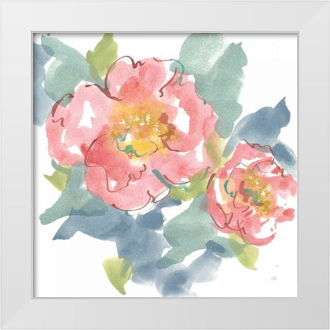 Peony in the Pink I on White White Modern Wood Framed Art Print by Paschke, Chris