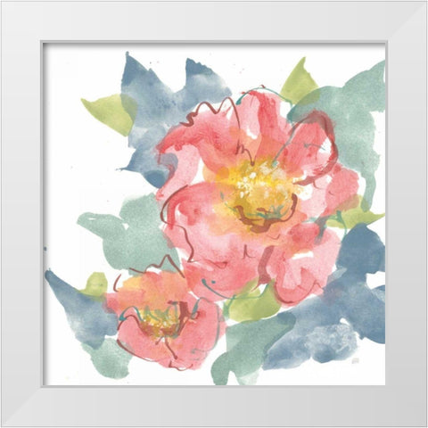 Peony in the Pink II on White White Modern Wood Framed Art Print by Paschke, Chris