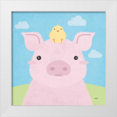 Barn Buddies II White Modern Wood Framed Art Print by Hershey, Moira