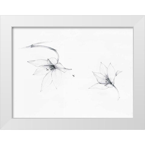 Graphite Floral I White Modern Wood Framed Art Print by Tillmon, Avery