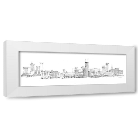 Chicago Skyline White Modern Wood Framed Art Print by Tillmon, Avery