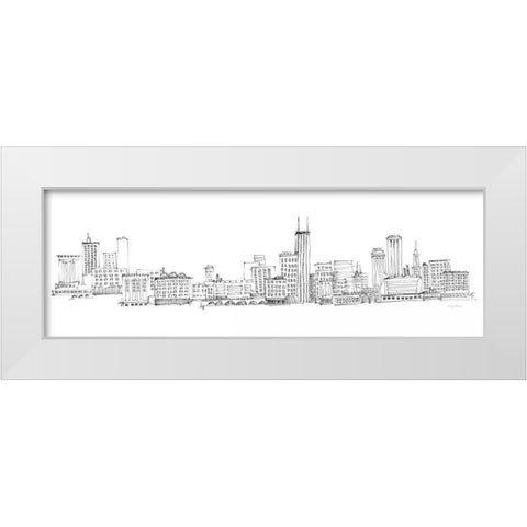 Chicago Skyline White Modern Wood Framed Art Print by Tillmon, Avery