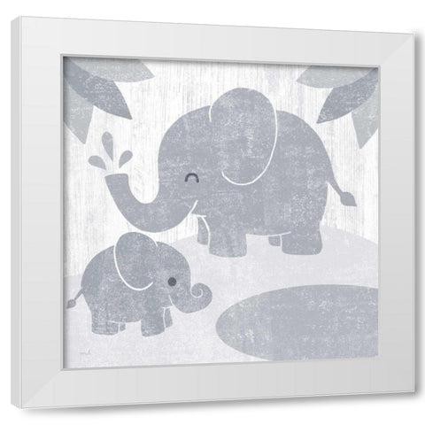 Safari Fun Elephant Gray no Border White Modern Wood Framed Art Print by Hershey, Moira
