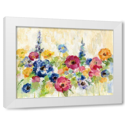 Sunshine Field Flowers White Modern Wood Framed Art Print by Vassileva, Silvia