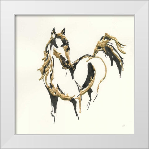 Golden Horse VII White Modern Wood Framed Art Print by Paschke, Chris