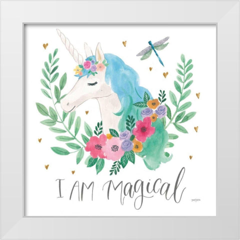 Magical Friends IV Dragonfly White Modern Wood Framed Art Print by Jackson, Jenaya