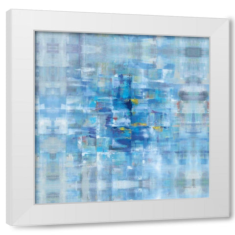 Abstract Squares Blue White Modern Wood Framed Art Print by Nai, Danhui