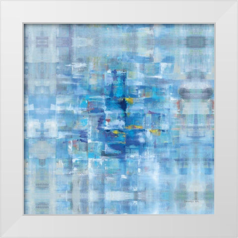Abstract Squares Blue White Modern Wood Framed Art Print by Nai, Danhui
