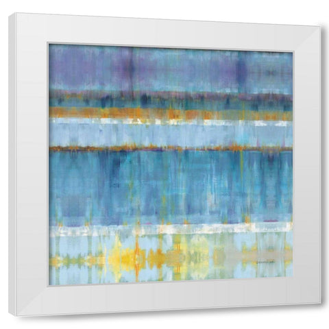 Abstract Stripes Blue White Modern Wood Framed Art Print by Nai, Danhui