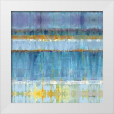 Abstract Stripes Blue White Modern Wood Framed Art Print by Nai, Danhui