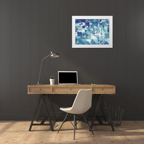 Try Angles II Blue White Modern Wood Framed Art Print by Nai, Danhui