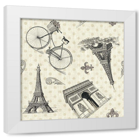 Paris Farmhouse Pattern IA White Modern Wood Framed Art Print by Pela Studio