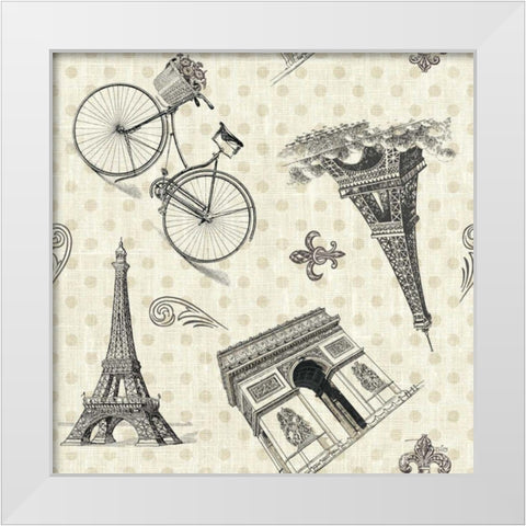 Paris Farmhouse Pattern IA White Modern Wood Framed Art Print by Pela Studio