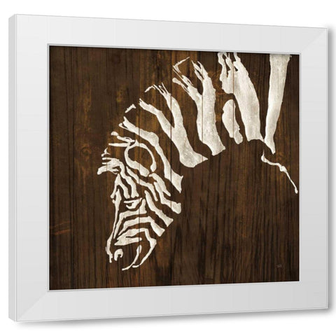White Zebra on Dark Wood White Modern Wood Framed Art Print by Paschke, Chris