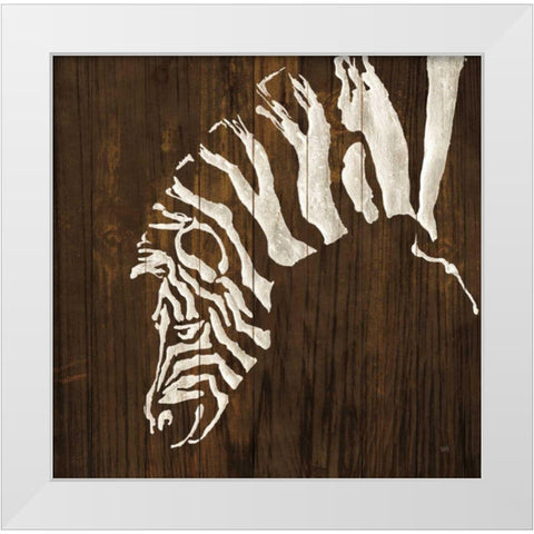 White Zebra on Dark Wood White Modern Wood Framed Art Print by Paschke, Chris