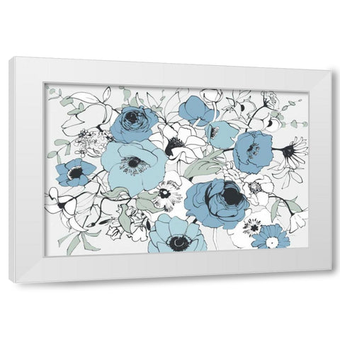 Watercolor Black Lined Poppies Mix White Modern Wood Framed Art Print by Novak, Shirley
