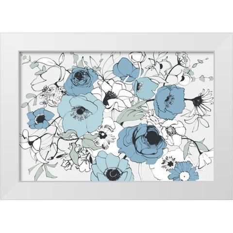 Watercolor Black Lined Poppies Mix White Modern Wood Framed Art Print by Novak, Shirley