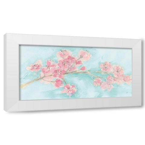 Cherry Blossom I Teal White Modern Wood Framed Art Print by Paschke, Chris