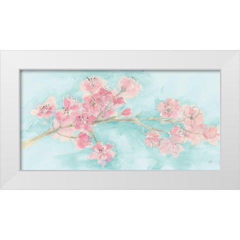 Cherry Blossom I Teal White Modern Wood Framed Art Print by Paschke, Chris