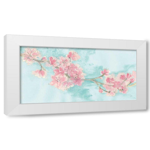 Cherry Blossom II Teal White Modern Wood Framed Art Print by Paschke, Chris