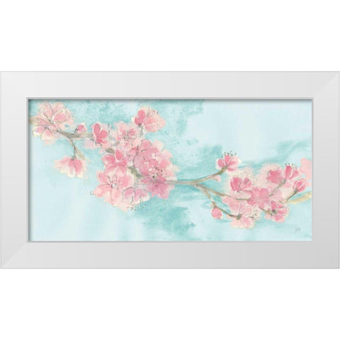 Cherry Blossom II Teal White Modern Wood Framed Art Print by Paschke, Chris
