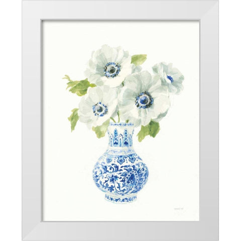 Floral Chinoiserie White I White Modern Wood Framed Art Print by Nai, Danhui