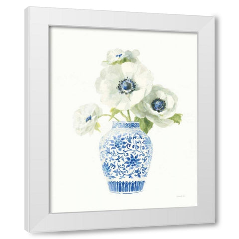 Floral Chinoiserie White II White Modern Wood Framed Art Print by Nai, Danhui