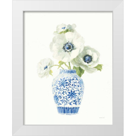 Floral Chinoiserie White II White Modern Wood Framed Art Print by Nai, Danhui