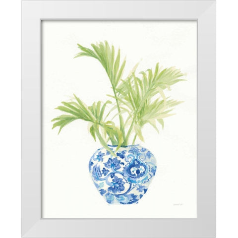 Palm Chinoiserie White II White Modern Wood Framed Art Print by Nai, Danhui