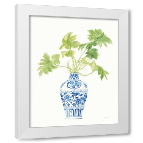 Palm Chinoiserie White III White Modern Wood Framed Art Print by Nai, Danhui