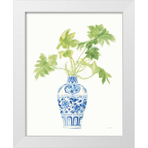 Palm Chinoiserie White III White Modern Wood Framed Art Print by Nai, Danhui