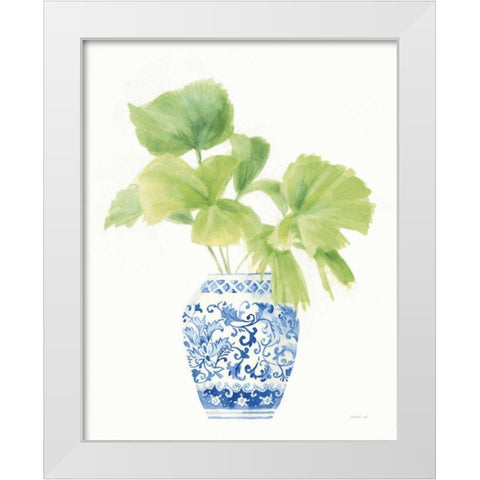 Palm Chinoiserie White IV White Modern Wood Framed Art Print by Nai, Danhui