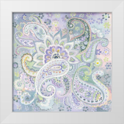 Paisley Dream White Modern Wood Framed Art Print by Nai, Danhui