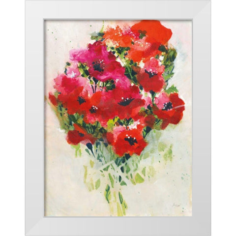 Poppy Bouquet White Modern Wood Framed Art Print by Griggs, Jan