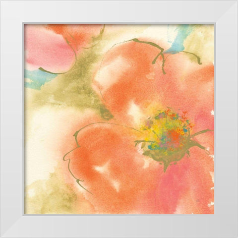 Coral Poppy I White Modern Wood Framed Art Print by Paschke, Chris