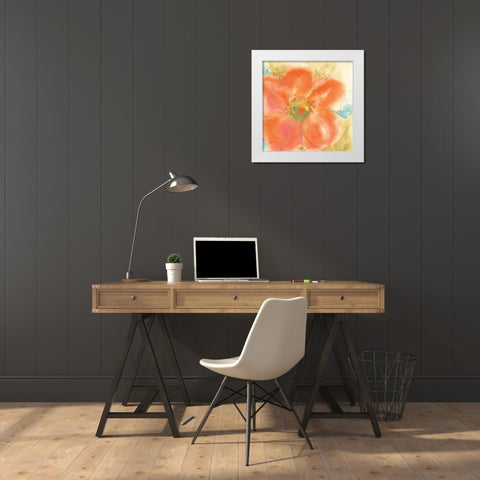 Coral Poppy II White Modern Wood Framed Art Print by Paschke, Chris