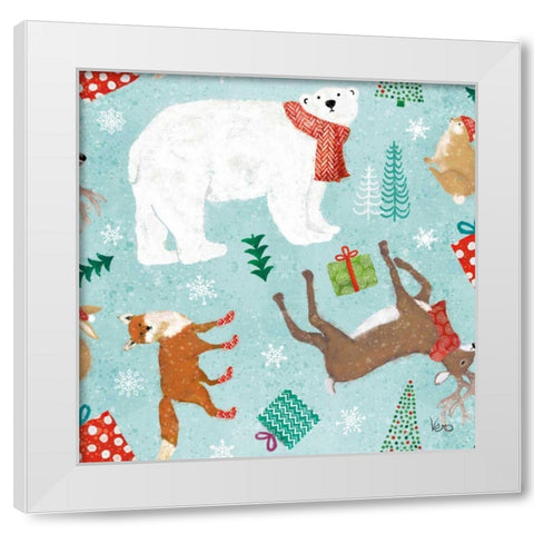 Festive Forest Pattern I White Modern Wood Framed Art Print by Charron, Veronique