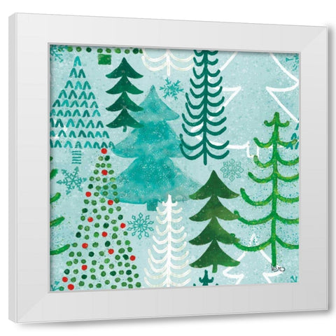 Festive Forest Pattern V White Modern Wood Framed Art Print by Charron, Veronique