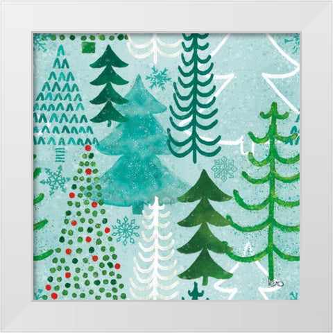 Festive Forest Pattern V White Modern Wood Framed Art Print by Charron, Veronique