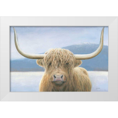 Highland Cow White Modern Wood Framed Art Print by Wiens, James