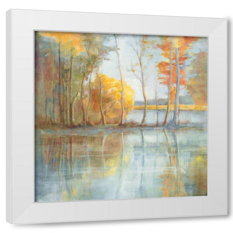 Lakeside Reflection White Modern Wood Framed Art Print by Nai, Danhui