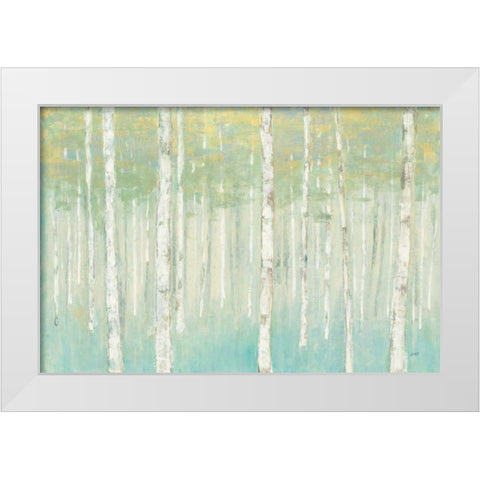 Birches at Sunrise White Modern Wood Framed Art Print by Purinton, Julia