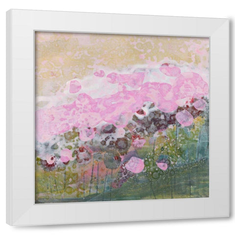 Pink Puffs White Modern Wood Framed Art Print by Griggs, Jan