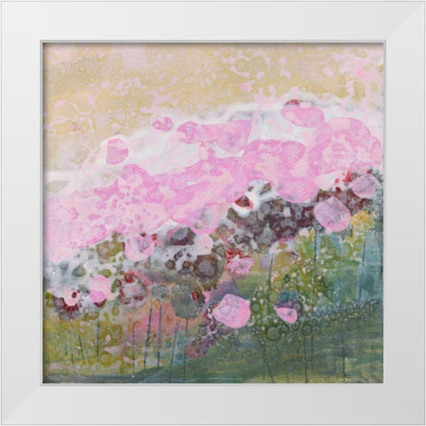 Pink Puffs White Modern Wood Framed Art Print by Griggs, Jan